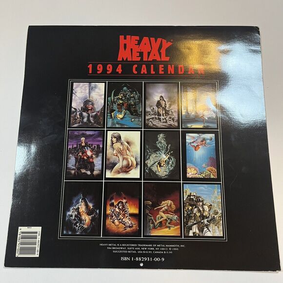 Heavy Metal 1994 Calendar Rowena Goodfellow Royo Vintage Fantasy Art Pin Ups - Picture 15 of 16